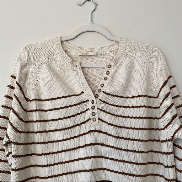 Sezane Leontine Jumper Sweater in Ecru Camel Stripe Size XS - Picture 3 of 13